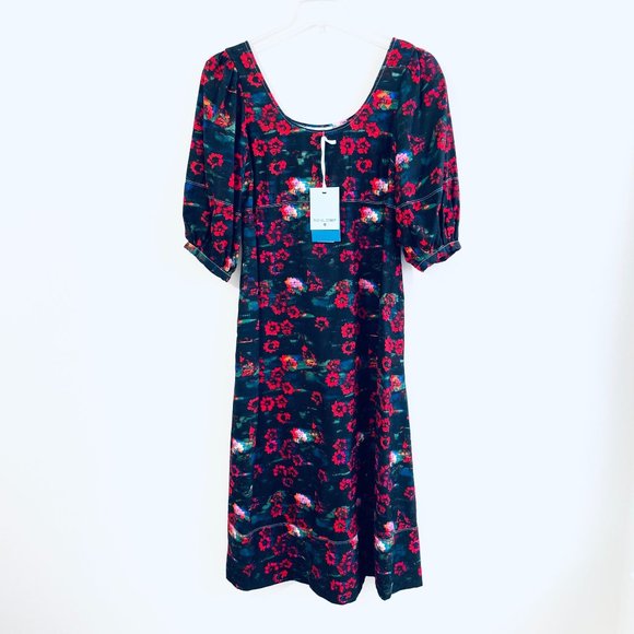 Rachel Comey Womens Dress 4 Midi Kodak Red Floral Print Volume Sleeve Target New - Picture 5 of 16